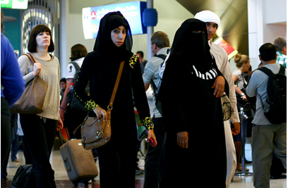 Emirati women in Dubai airport.