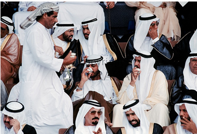 Emiratis attend a military parade in Abu Dhabi