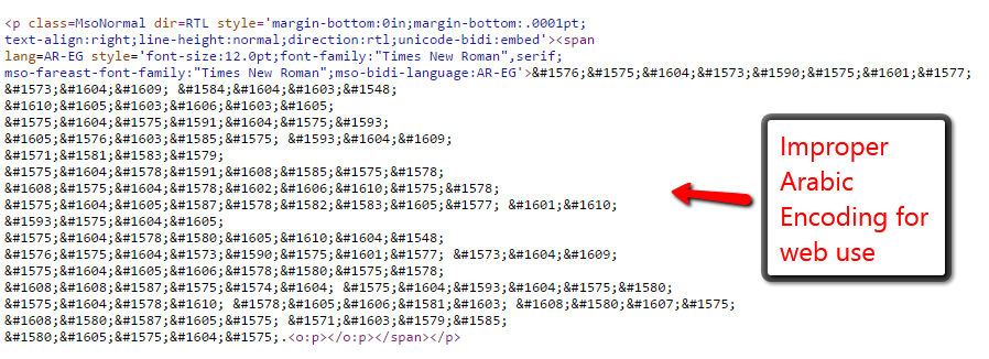 improper arabic encoding for web
