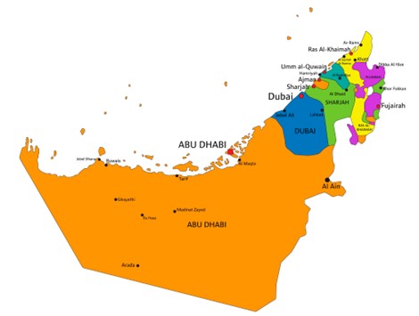 Map of the 7 Emirates