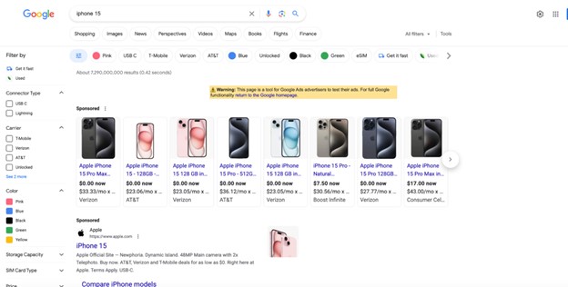 iphone 15 google search