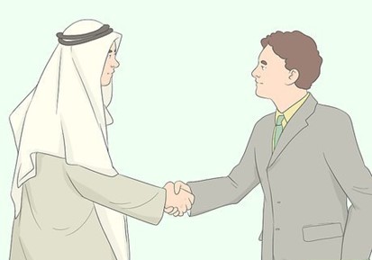 Arab and non-arab shaking hands