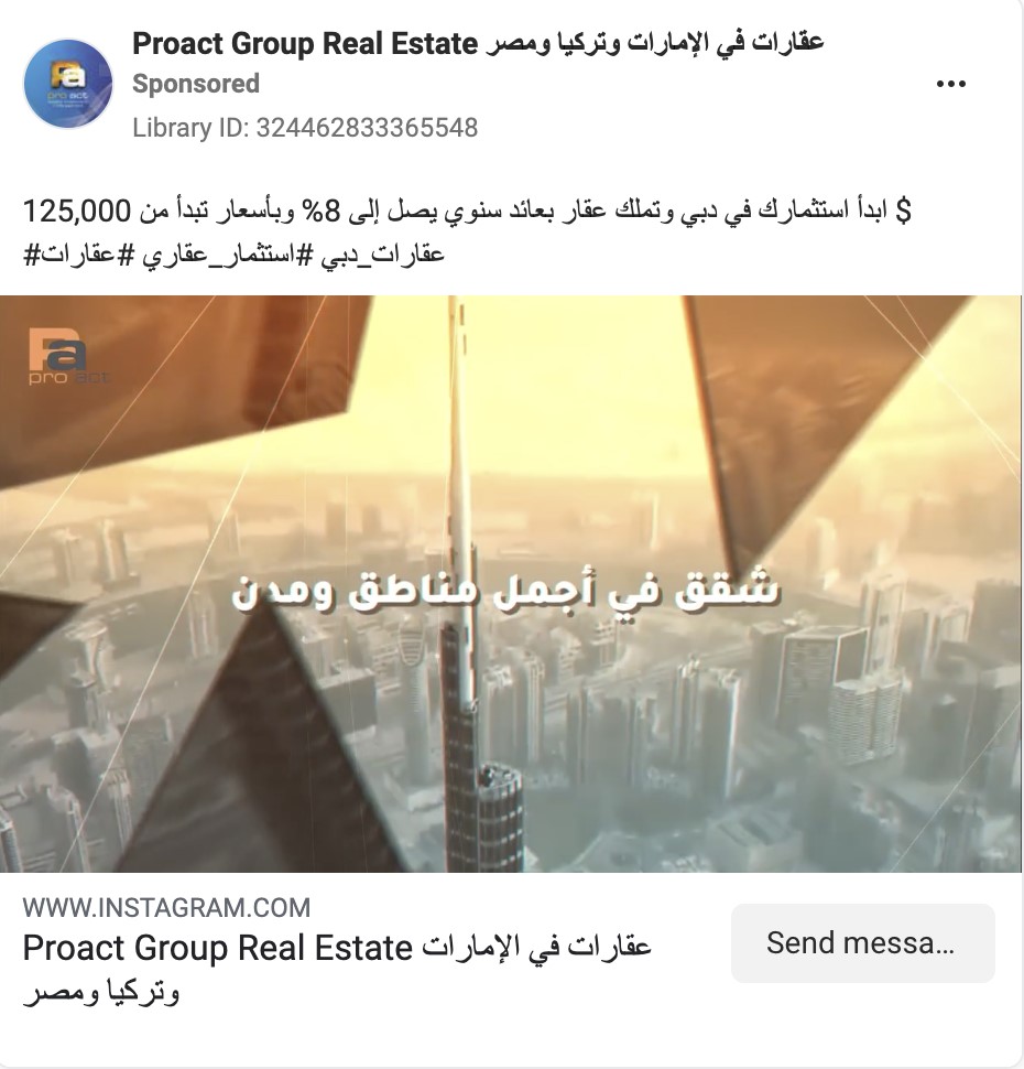 Proact Group Real Estate sample photo fb ad